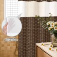 thumbnail image 3 of No Hook Shower Curtain, Dark Brown Rattan Shower Curtains for Bathroom with See Through Top Window, Vintage Abstract Wicker Texture Waterproof & Washable Bath Curtain 66"x72", 3 of 9