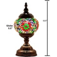 thumbnail image 4 of SILVERFEVER Mosaic Turkish Lamp Moroccan Glass for Table Desk Bedside Bronze Base Bundle with E12 Light Bulb-2 Sizes Christmas Floral, 4 of 6