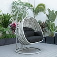 thumbnail image 3 of LeisureMod Mendoza Light Gray Wicker Patio Double Swing Chair in Dark Gray, 3 of 11