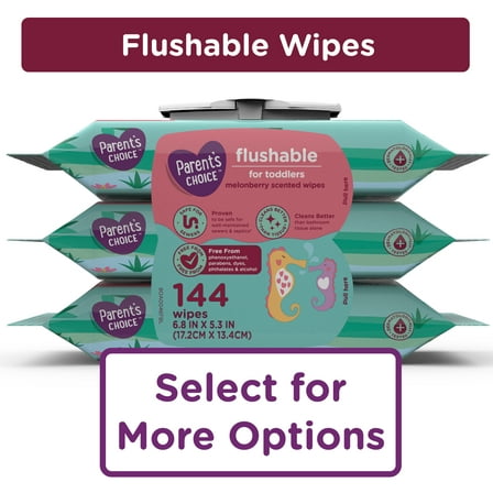 Parent's Choice Flushable Melon berry Scented Wipes (Choose Your Count)