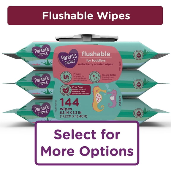 Parent's Choice Flushable Melon berry Scented Wipes (Choose Your Count)