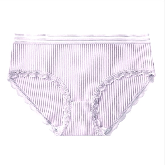 Ropa interior de algodón Minnieouse para mujer bragas transpirables con borde de encaje color violeta L