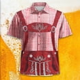 thumbnail image 2 of XIAOCHA Men's Oktoberfest Themed Shirt Short Sleeve Collared Button Up Gingham Print Tee Festive Bavarian Style Casual Party Top, 2 of 4