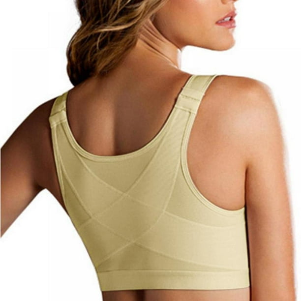 OUSITAID Women Post-Surgical Sports Support Bra Front Closure with  Adjustable Straps Wirefree Racerback