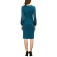 thumbnail image 4 of Allegra K Women's Work Peter Pan Collar Midi Sheath Dresses, 4 of 5