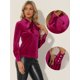 thumbnail image 2 of Blusa de trabajo informal de manga larga con cuello de corbata de terciopelo retro para mujer Allegra K Rosa Caliente S, 2 of 6
