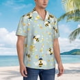 thumbnail image 3 of Balery Bees Camisas hawaianas de manga corta para hombre, camisas playeras de corte holgado, camisas de vacaciones con botones,Small, 3 of 7