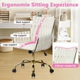 thumbnail image 4 of CLATINA Modern Velvet Comfy Make Up Vanity Chair, Cute Girl Armchair with Gold Base and Wheels, Heavy Duty High Back Ergonomic Swivel Desk Chair for Home Office Bedroom Dressing Living Room, White, 4 of 6