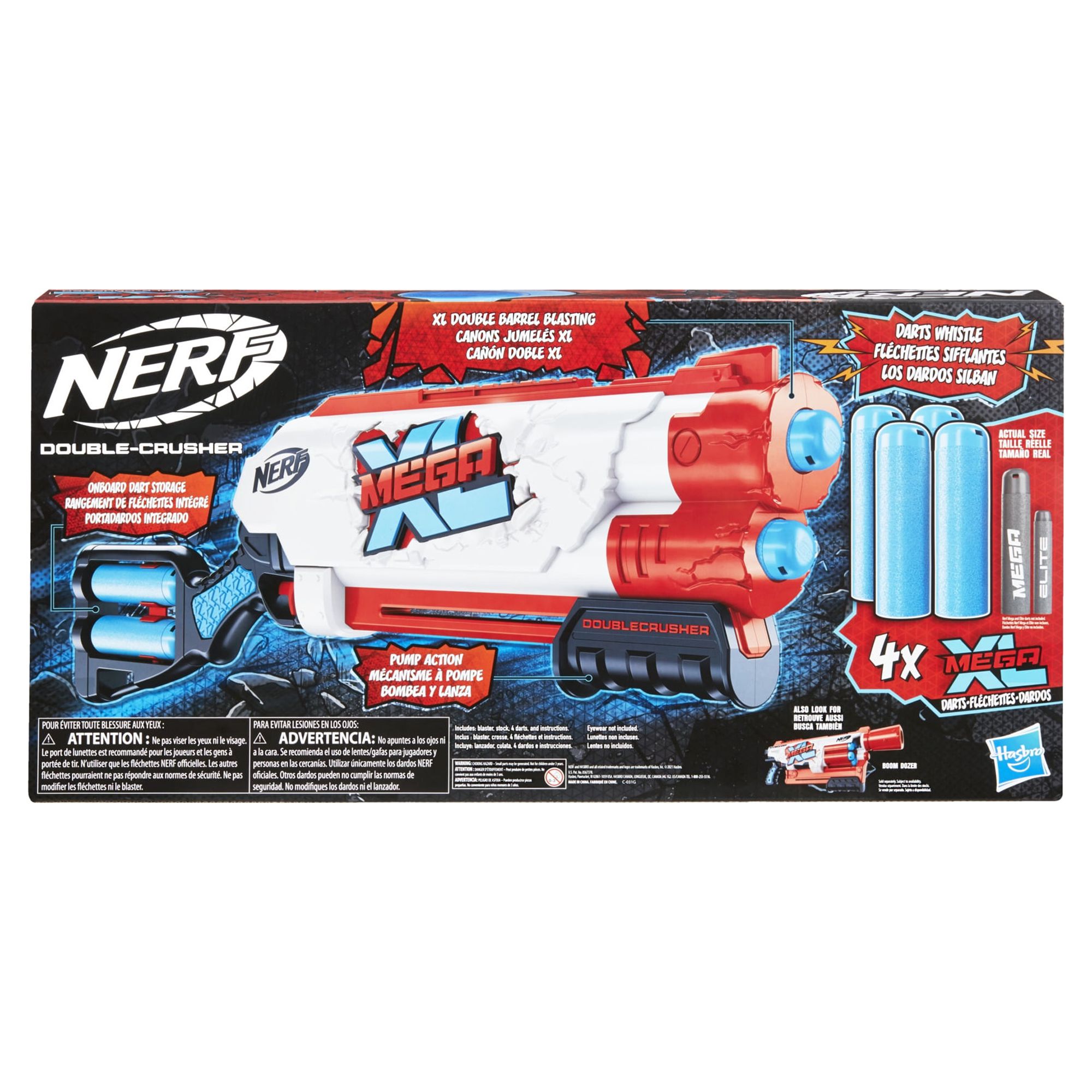 Nerf Mega XL Double Crusher Blaster, 4 Mega XL Whistler Darts - image 4 of 9