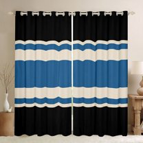 jejeloiu Geometric Stripes Lines Blackout Curtains Set of 2 (52x84 Each),Abstract Geometric Art Window Curtains,Black Blue Curtains and Drapes For Adults,Breathable Home Decor