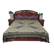 Mogul Moroccan Bedding Pashmina Wool Green Paisley Blanket Throw King