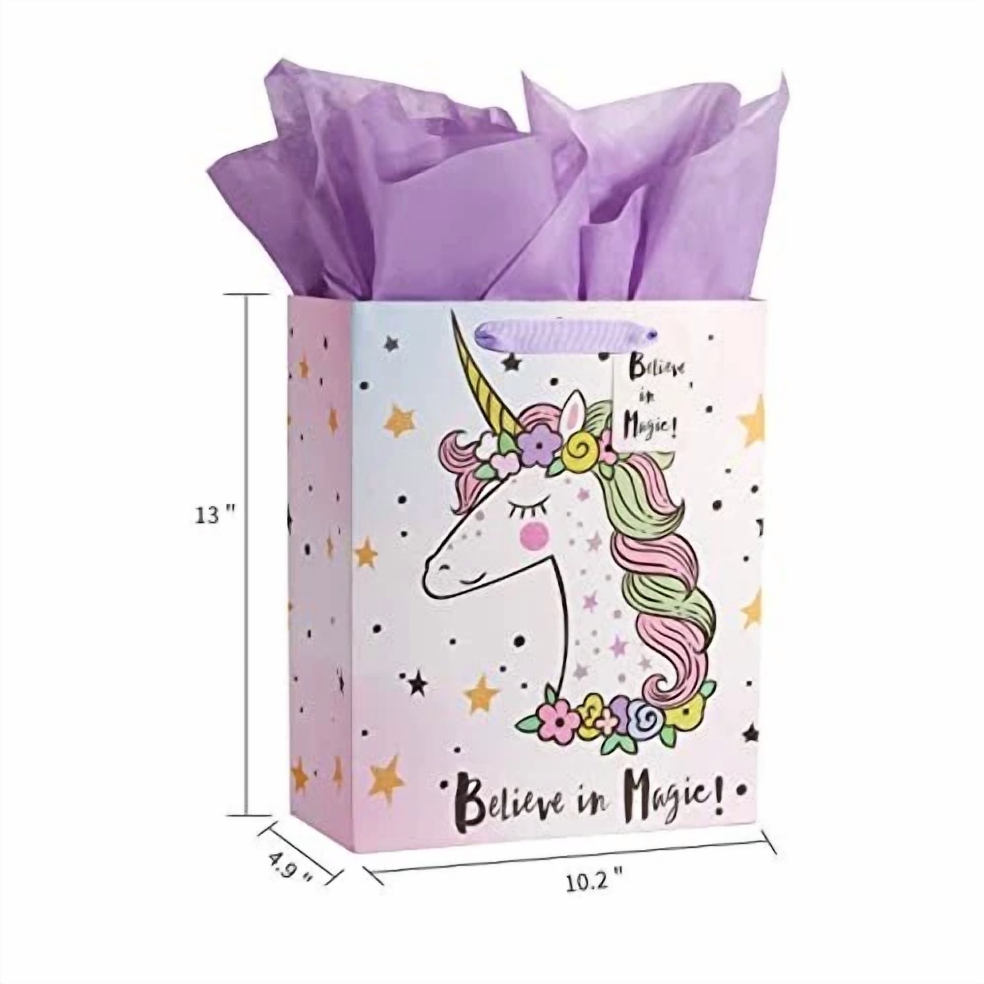 BUTTERFLY- 13" Large Gift Bag With Tissue Paper For Girls Happy Birthday Gift Bags