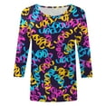 thumbnail image 4 of YDLCAFD Racerback Tank Tops for Women Women Suitable Tops Round Neck Three Quarter Sleeve Comfortable Floral Print Blouse T Shirts Country Shirts for Women Gym Tops for Women, 4 of 4