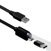 2-in-1 6ft Long USB Cable Micro-USB and USB-C for Samsung Galaxy A15 5G/A24/A25 5G/A34 5G/A35 5G/A54 5G/A55 5G - Type-C Adapter Fast Charging Power Cord Sync Wire LED Light