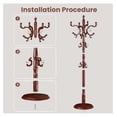thumbnail image 6 of Coat Rack Tree Freestanding, Wooden Coat Rack Stand with 14 , Vintage Heavy Duty Standing Coat, Sturdy Hanger Corner Hall Tree for Bedroom, Office, Entryway（red）, 6 of 7