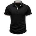 thumbnail image 6 of Yifymode Men's Classic Short Sleeve Polo Shirt, Textured Knit Contrast Collar & Cuff Regular Fit Top Black L, 6 of 6