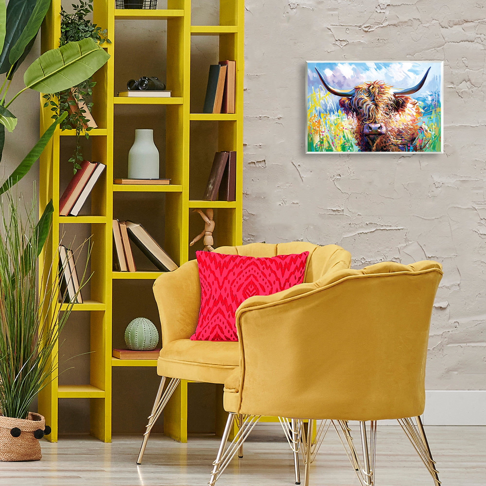 Stupell Industries Long Haired Highland Cattle Animals & Insects Painting Unframed Art Print Wall Art, 15 x 10