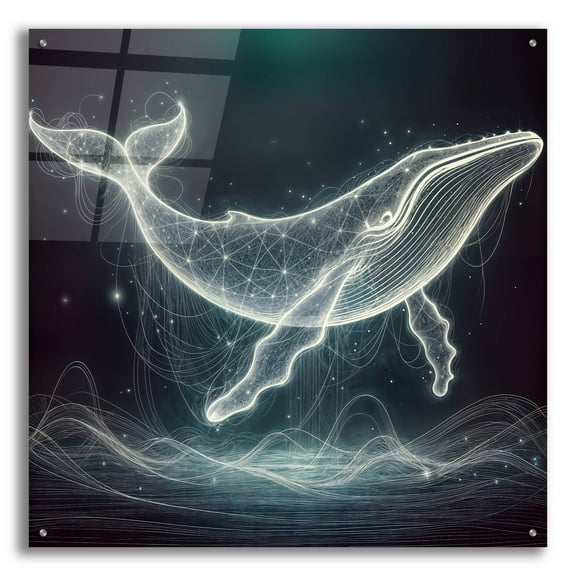 Epic Art 'Glowing Whale' by Rey Klimt Acrylic Glass Wall Art, 36" x 36"
