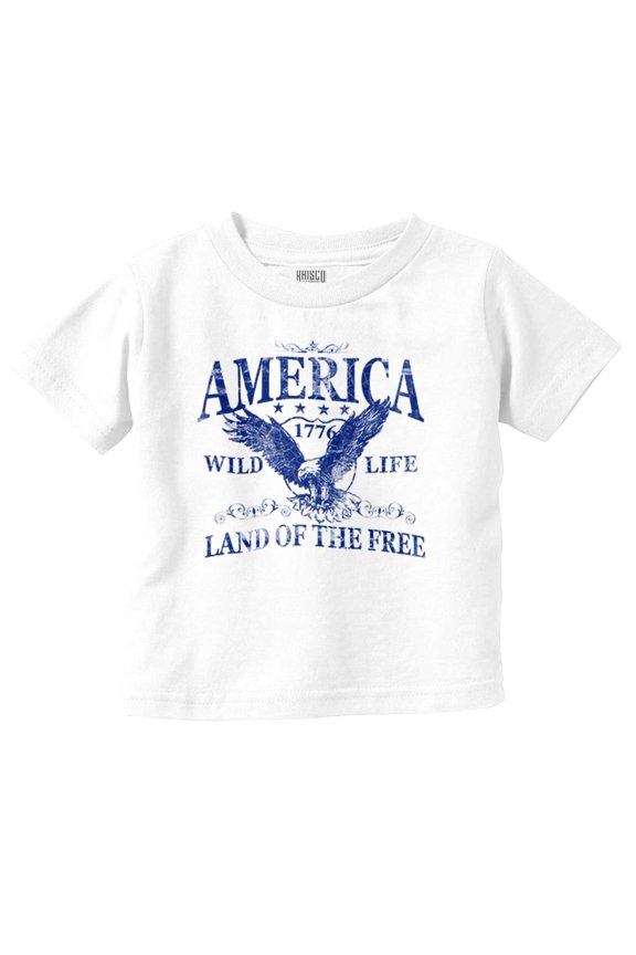 USA Land of the Free Patriotic Eagle Toddler Boy Girl T Shirt Infant Toddler Brisco Brands 6M