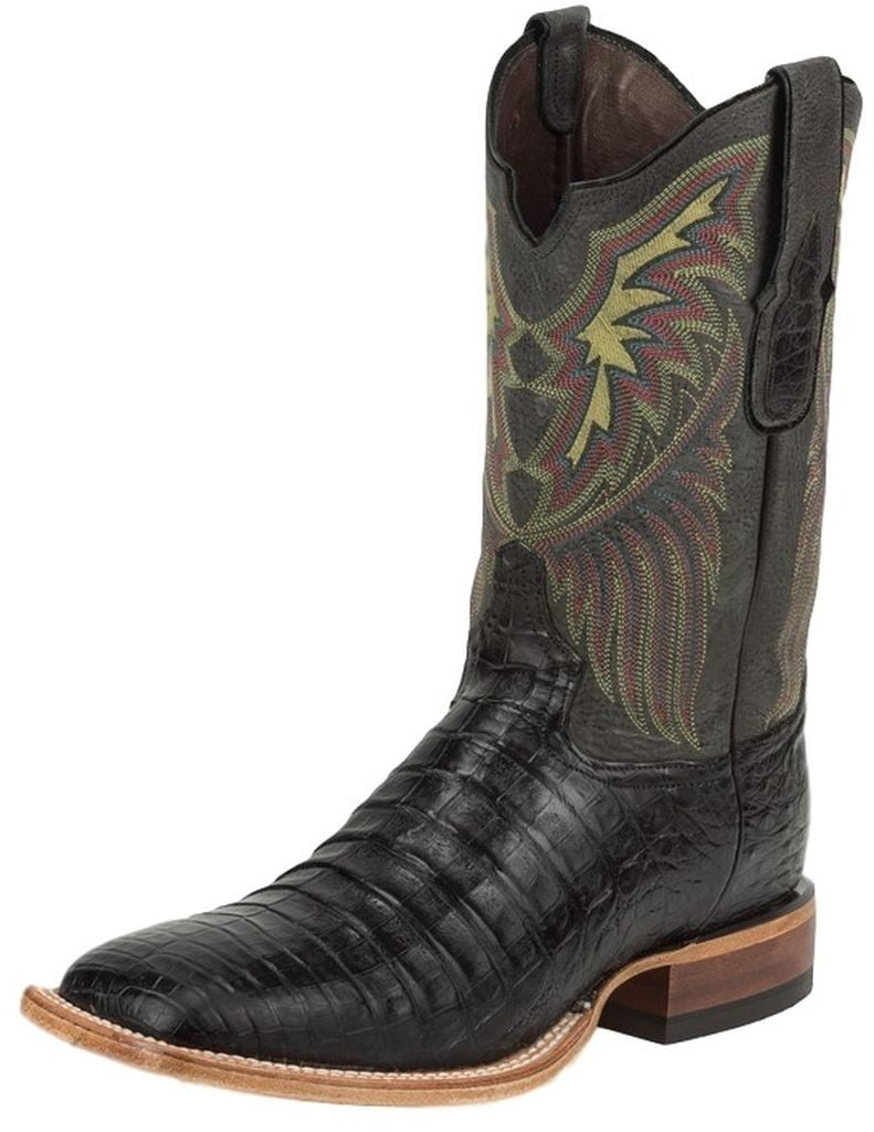 Tony Lama Western Boots Mens Vintage Leather Caiman Belly Black 6073