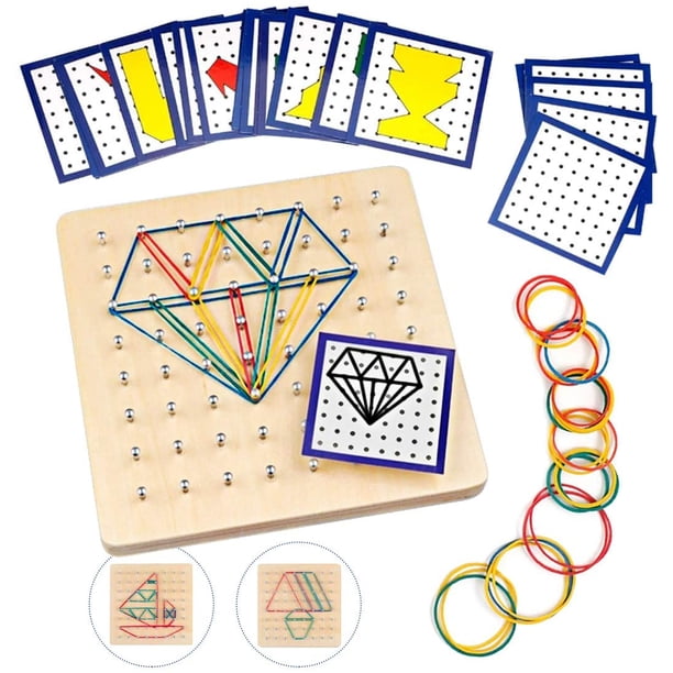 Juguetes de tablero geométrico de madera, tablero geométrico Montessori juguetes de rompecabezas de madera para niños y adultos para inspirar la imaginación y la creatividad Zhivalor LL-2059