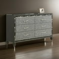 thumbnail image 6 of Benjara BM316125 65 in. Ren 6 Glitter Front Storage Drawers Black & Silver Chrome Wide Dresser, 6 of 6