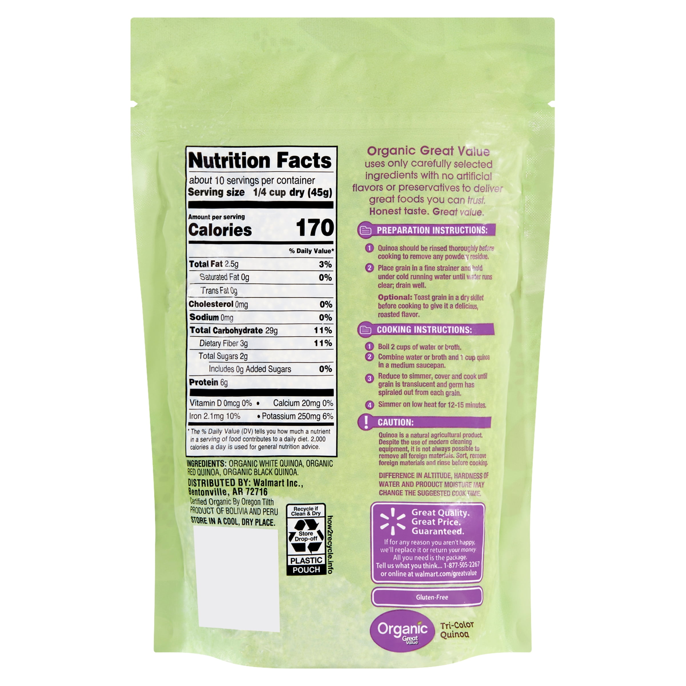 Great Value Organic Tri-Color Quinoa, 16 oz