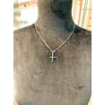 thumbnail image 3 of Sterling Silver blue opal cross necklace on 18 inch box chain made in Italy, 3 of 5