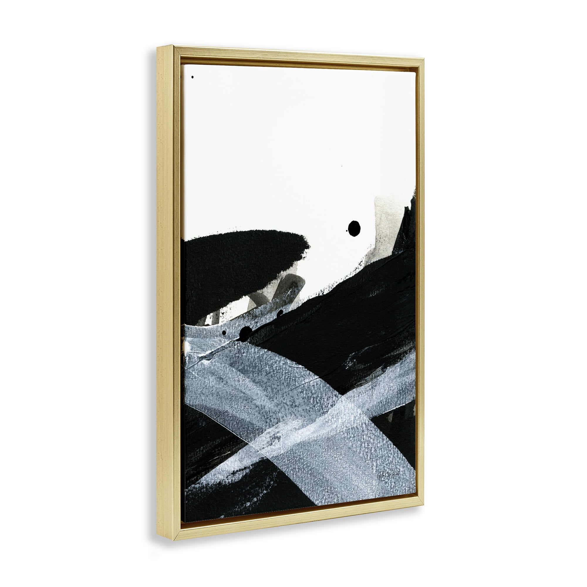 Stupell Industries Bold Gradient Movement Abstract Painting Gold Floater Framed Canvas Art Print Wall Art, 17 x 25