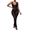 thumbnail image 1 of Txlixc Suéter de playa de mono femenino suéter de playa transparente hueco sólido cuello V sin mangas mono largo bañador bikini Txlixc  moda, 1 of 7