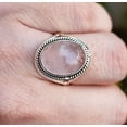 thumbnail image 4 of Rose Quartz Oval Sterling Silver Handmade Statement Women Pink Gemstone Jewelry Ring Size 5.0, 4 of 6