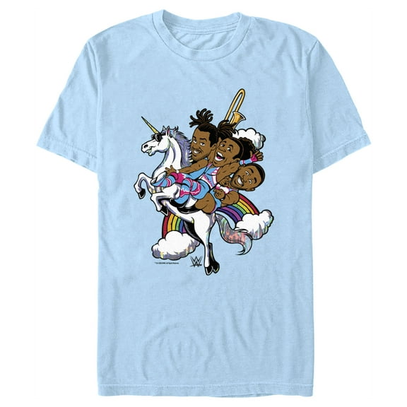 Men's WWE New Day Unicorn Animated Graphic Tee Light Blue 3X Large