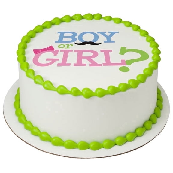 Boy or Girl Gender Reveal Edible Icing Image Cake topper, by Tnct.