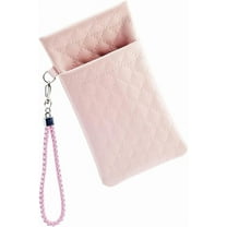 Pink Double Eyeglass Cases With Wrist Strap Soft Sunglasses Cases Women Waterproof Leather Portable Eyeglass Pouch Glasses Organization