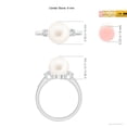 thumbnail image 5 of Angara Freshwater Cultured Pearl Three Stone Ring with Diamonds in 14K White Gold for Women | June Birthstone Jewelry for Her, 5 of 8