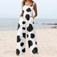 thumbnail image 2 of Gibobby pantalones siameses de pierna ancha Monos de mujer Verano Casual Suelto Sin mangas Patchwork Doble bolsillos Mono Estampado floral Boho Pierna ancha Babero en general(Blanco， XXL), 2 of 5