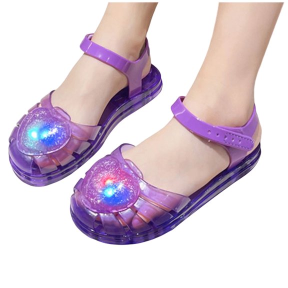 FSYBOA Girls Jelly Sandals Size 11.5(Little Kids), Closed Toe Cute Non-Slip Adjustable Strap Girls Beach Shoes Purple