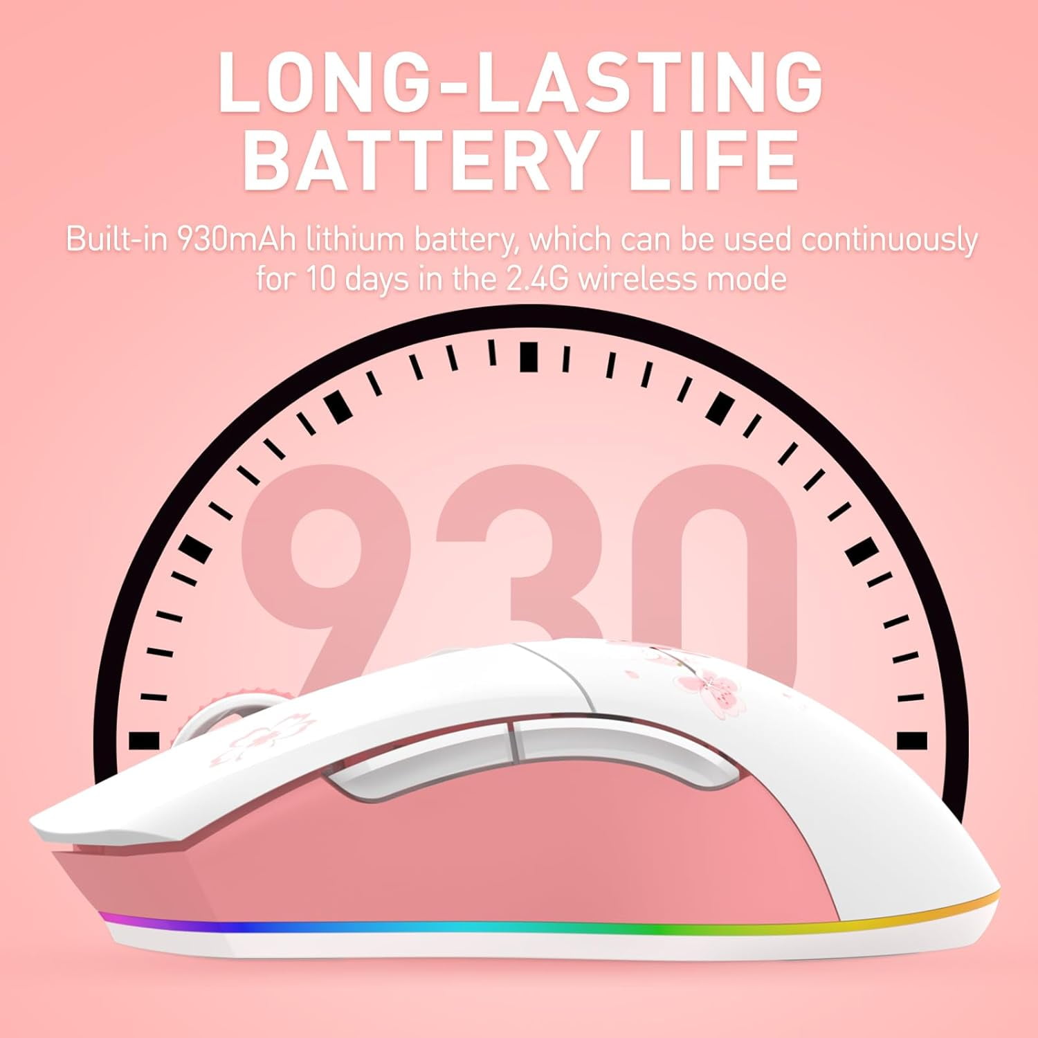 DAREU Wireless Optical Gaming Mouse with Charging Dock 85g Lightweight 12000 DPI RGB Backlight for PC Notebook