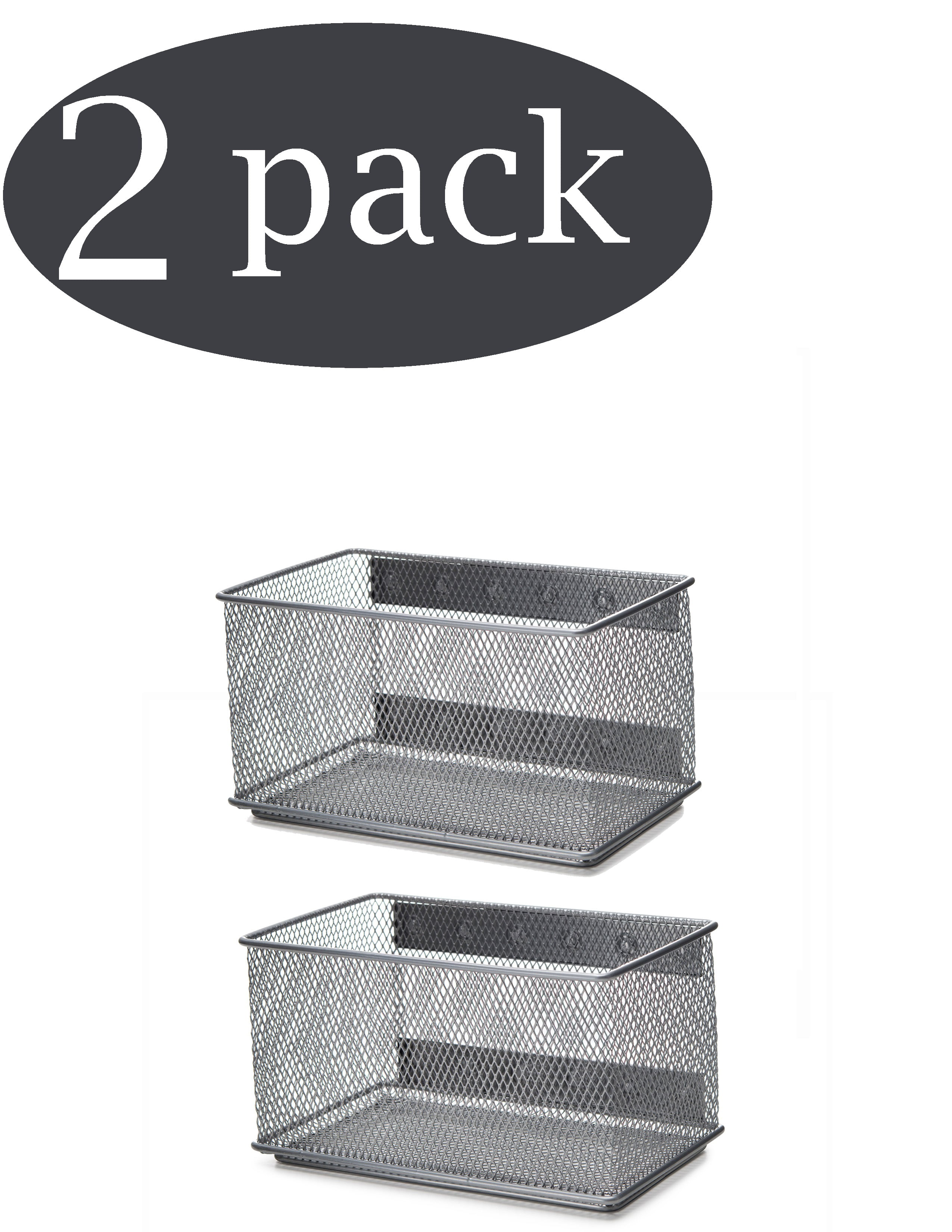 White 2 pack 2248vc-2 Trash Caddy Wire Mesh Magnetic Storage Basket 