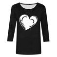 thumbnail image 4 of Ailaofu T-Shirts de la Saint-Valentin à Manches 3/4 Col Rond pour Femmes avec Imprimé Cœur Graphique, 4 of 5