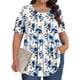 thumbnail image 2 of Top Plisado Gradiente de las Mujeres, Cuello de la Tripulación Manga Corta Blusa Suelta para el Hogar Y el Uso Diario, Ligera Túnica de Moda Casual, 2 of 8
