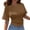 Brown, variant on Women's Polyester Ruched Side Short Sleeve T-Shirt Casual Solid Color Basic Tee S-XXXXXL