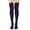 Dark Purple, variant on Women’s Striped Knee-High Socks with Satin Bow Decor Soft Stretch Long Striped High Socks for Halloween Cosplay Christmas Costume Party,One Size