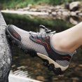 thumbnail image 5 of Men's Gray Black Contrast Mesh Hiking Sneakers, Rugged Thick Sole Anti Slip Outdoor Trekking Shoes, 5 of 9