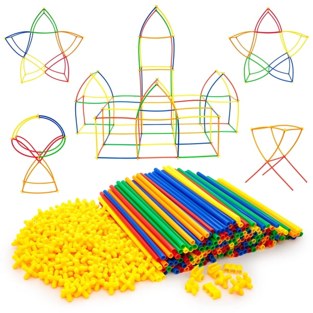 Juego de construcción PicassoTiles, juego de construcción con pajitas, 400 piezas