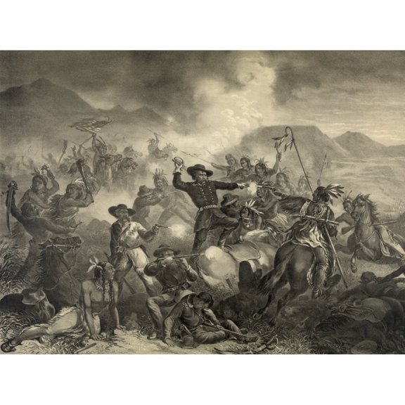 Design Pics DPI1957728 The Death of General Custer At The Battle of The Little Big Horn. Custers Last Stand. After A Work by Henry Steinegger Poster Print, 17 x 12