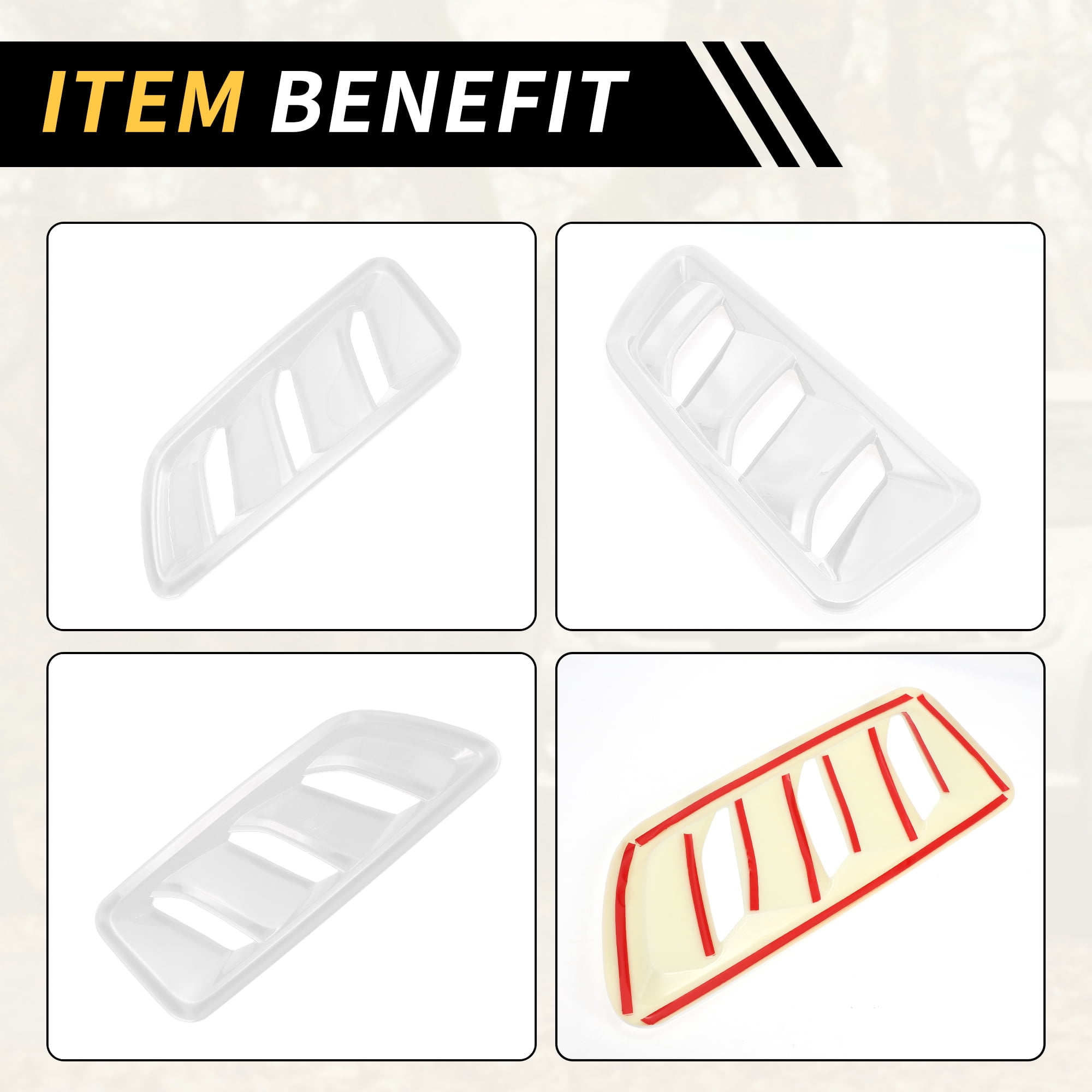 Unique Bargains 1 Pair Car Front Hood Air Outlet Vent Cover Trim for Jeep Wrangler JL JLU Gladiator 2018-2024 Hood Engine Bonnet Air Vent Outlet Cover Bezels ABS White