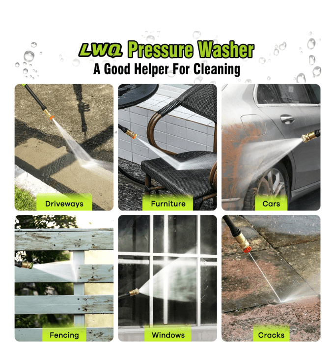 LWQ Electric Pressure Washer, 2300PSI 2.5GPM Power Washer with 4 Quick Connect Nozzles, High Pressure Cleaning Machine with Foam Cannon for Cars/Fences/Driveways/Patios/Home Cleaning(Green)