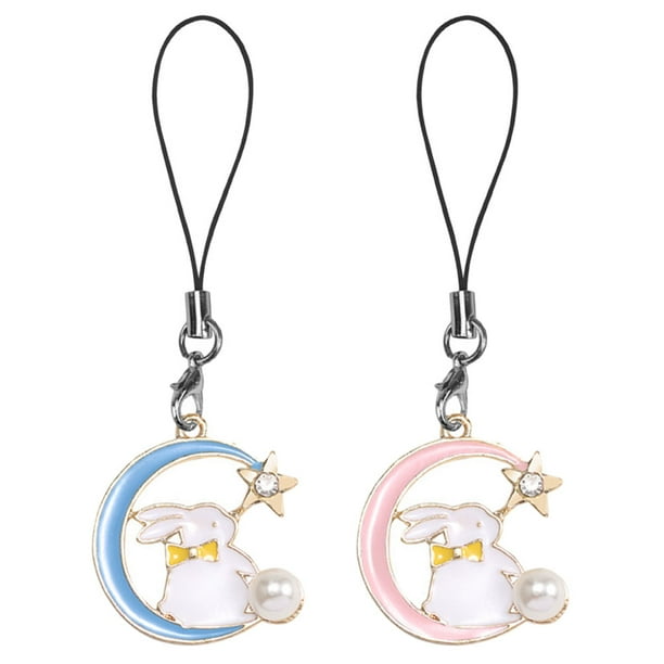 2 pcs luna estrella estrella encantadores de teléfono lindos cadenas de correa de teléfono decorativo del teléfono celular