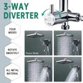 thumbnail image 3 of 13-Inch Shower Heads with Multi-Function Handheld Sprayer Combo, 3-Way Metal Extended Diverter with Holder and Metal Adjustable Curved Shower Extension Arm, Extra Long Hose Chrome, 3 of 14